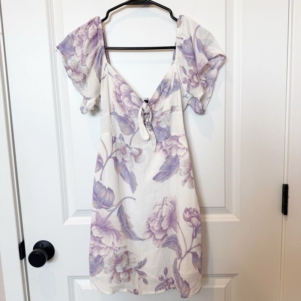 Womens Milkmaid Babydoll Dress Small Front Tie Coquette Soft Girl Romantic White